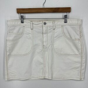 Gap Jeans Womens White Corduroy Mini Skirt Size 18 Contrast Stitch Stretch